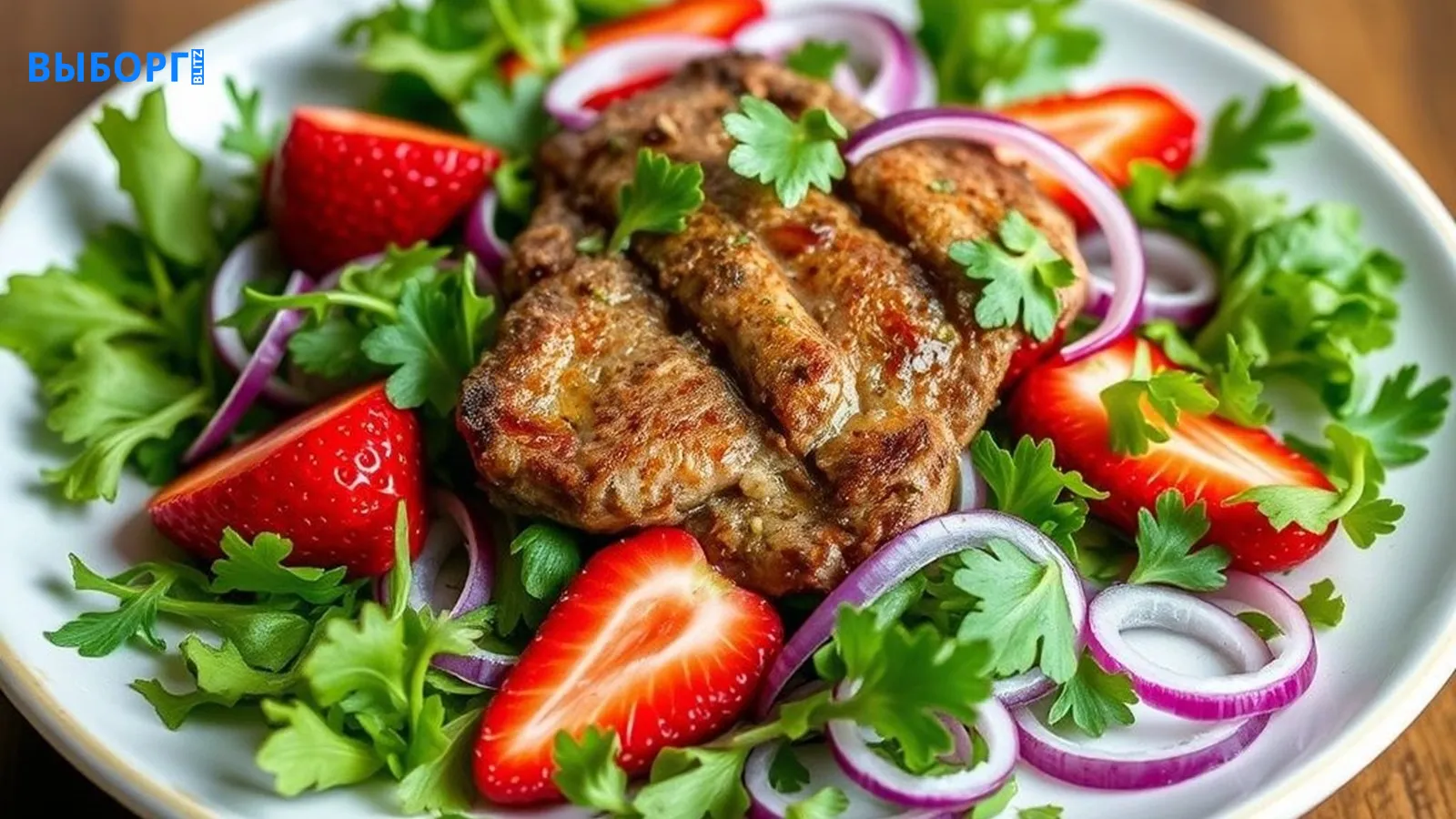 Салат с куриной печенью