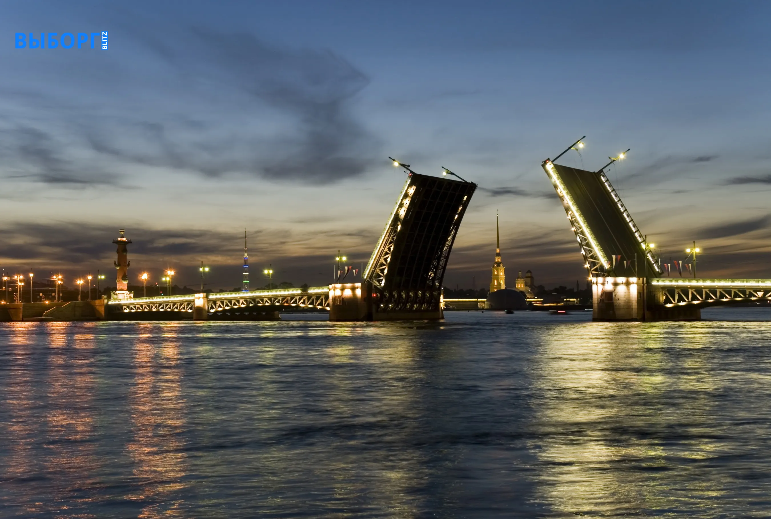 Санкт-Петербург, ночь, мост