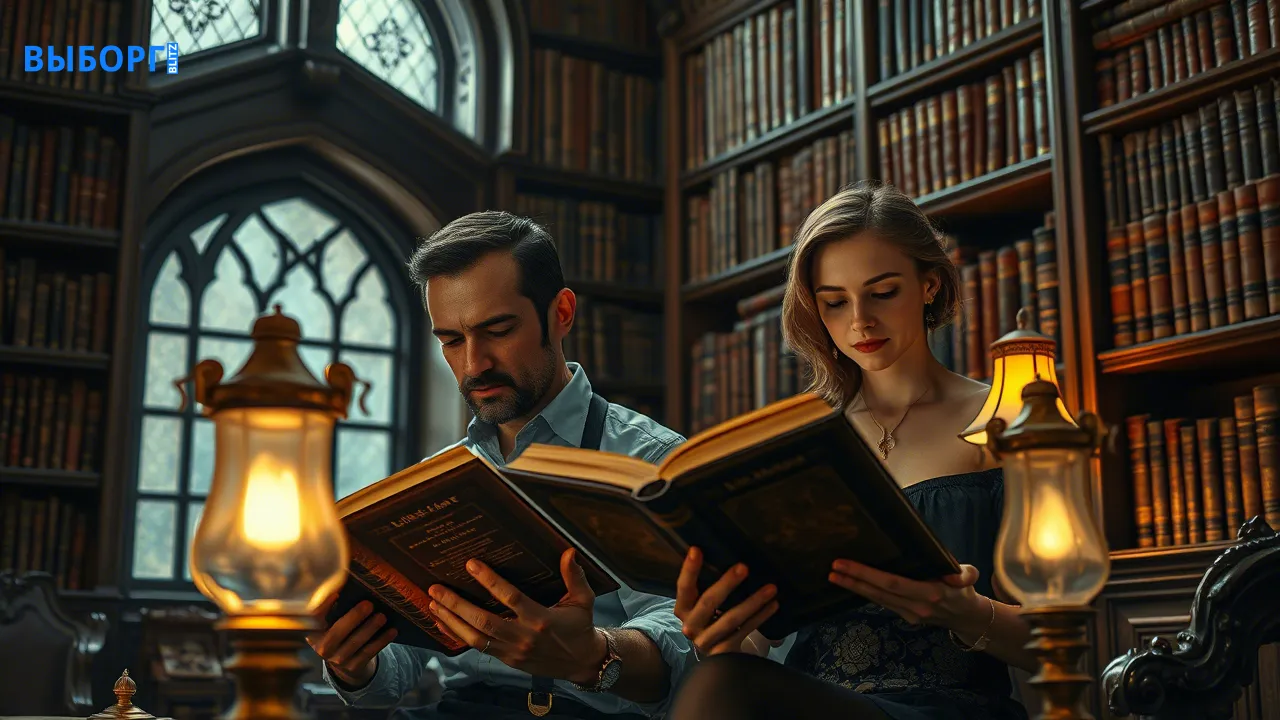 Мужчина и женщина читают книги